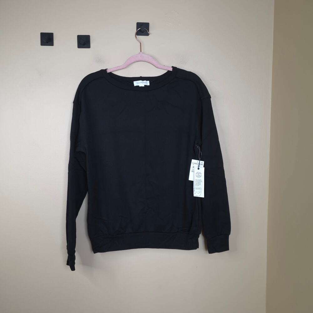 Treasure & Bond Raw Edge Sweatshirt in Black Size XS